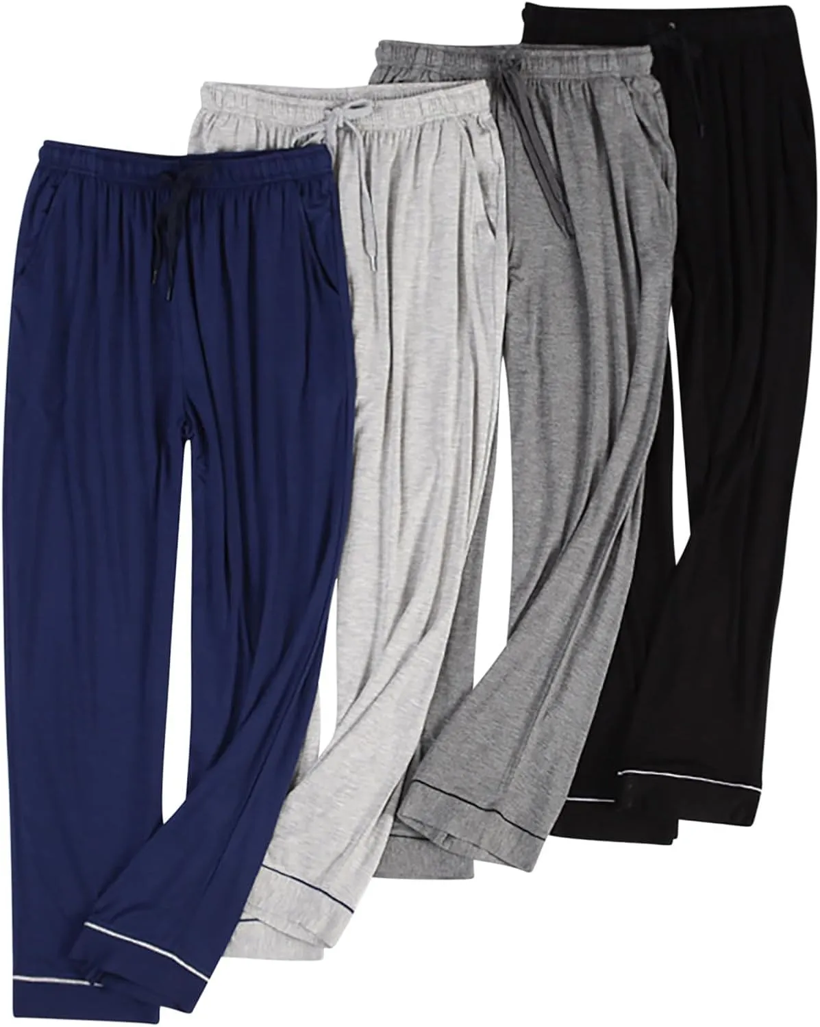 Mens Pajama Pants Casual Elastic Waist Drawstring Sleepwear Straight Wide Leg Home Pants Comfortable Loose Fit Trouser