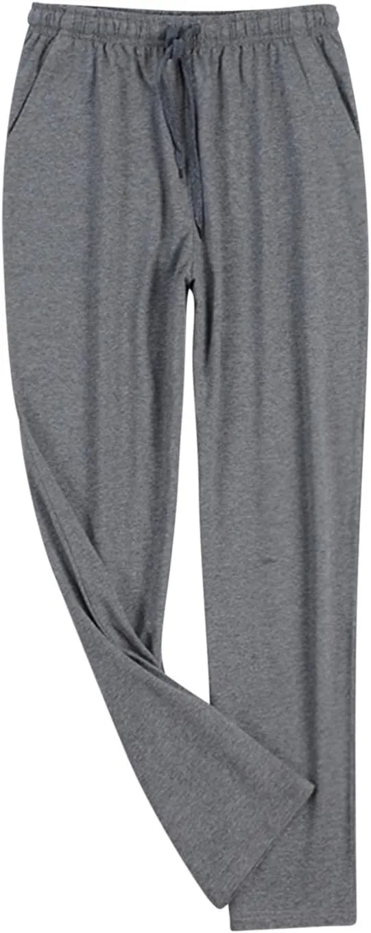 Mens Pajama Pants Casual Elastic Waist Drawstring Sleepwear Straight Wide Leg Home Pants Comfortable Loose Fit Trouser