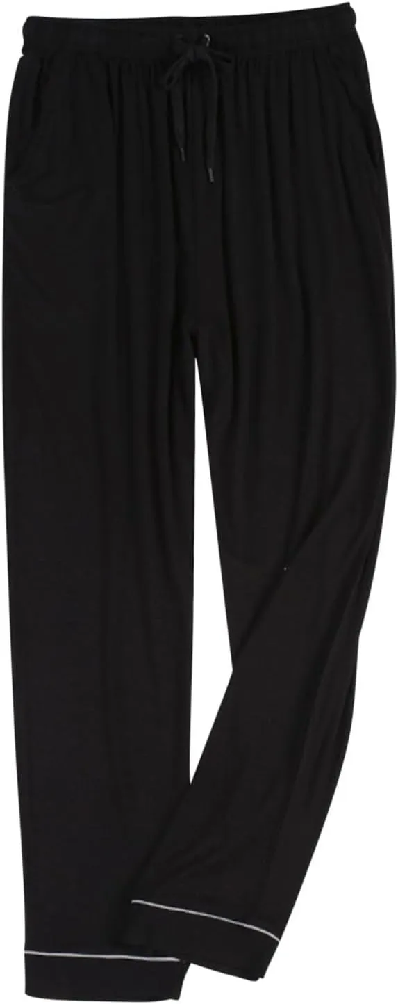 Mens Pajama Pants Casual Elastic Waist Drawstring Sleepwear Straight Wide Leg Home Pants Comfortable Loose Fit Trouser
