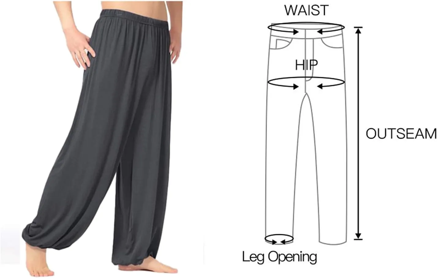 Mens Pajama Pants Modal Pajama Bottoms Plus Size Lightweight Loose Fit Lounge Pants PJ Sleepwear 2 Pockets