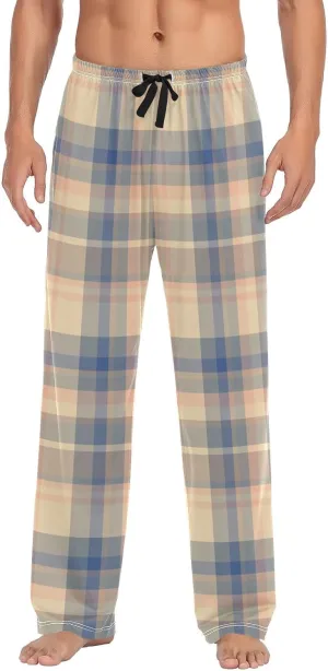 Men's Pajama Pants Modal Pajama Bottoms Soft Lounge Pants Sleepwear Pants with Pockets Drawstring Comfortable S Plaid