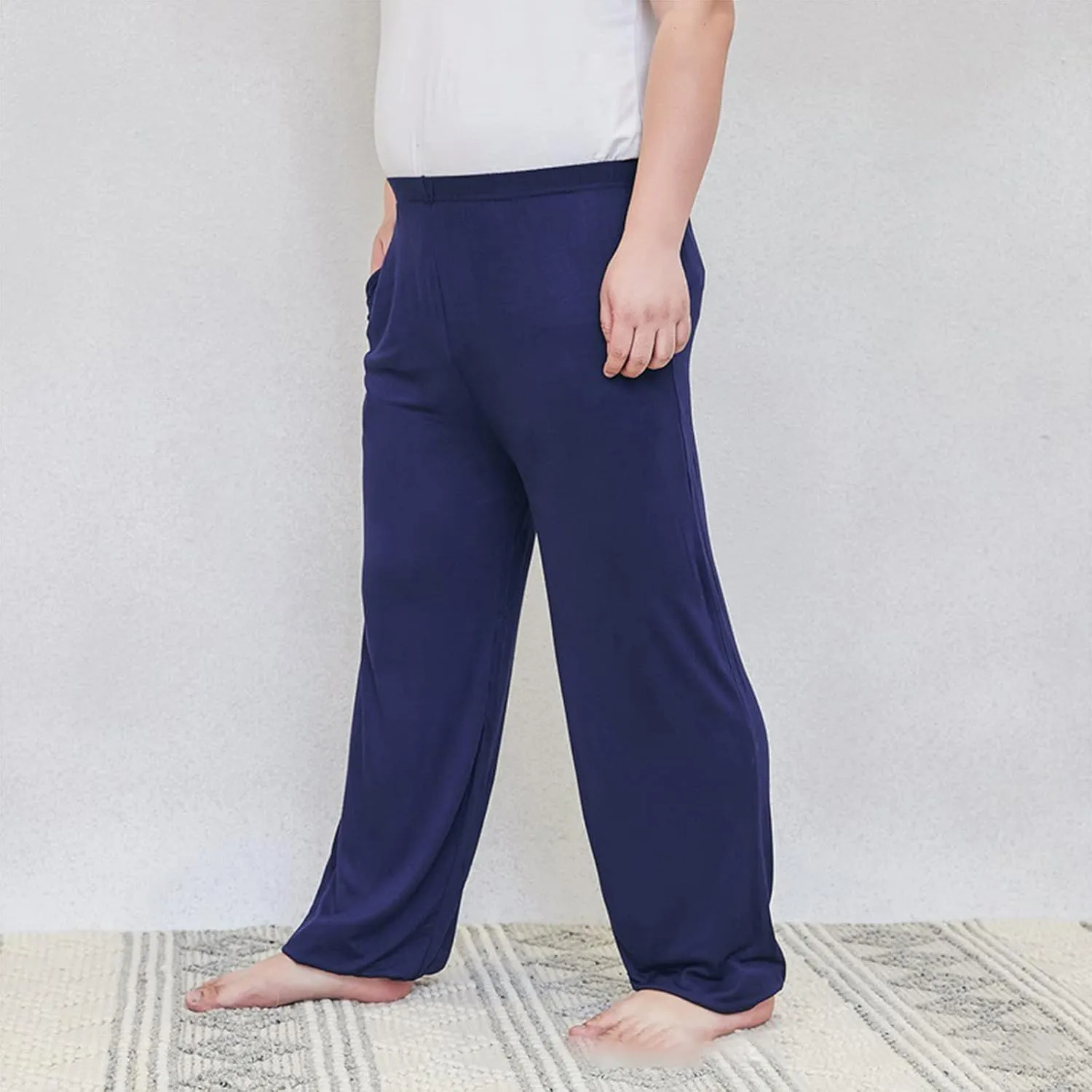 Mens Pajama Pants Plus Size Pajama Bottoms Lightweight Loose Fit Lounge Pants Modal PJ Sleepwear with Pockets