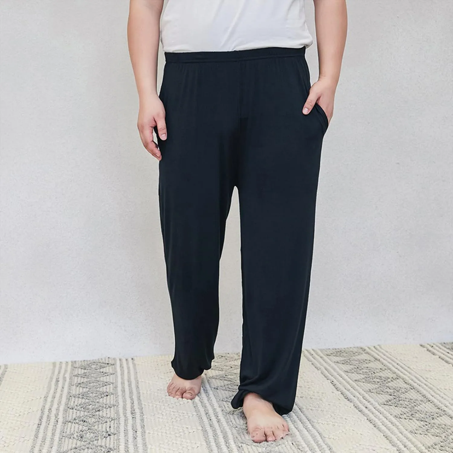 Mens Pajama Pants Plus Size Pajama Bottoms Lightweight Loose Fit Lounge Pants Modal PJ Sleepwear with Pockets