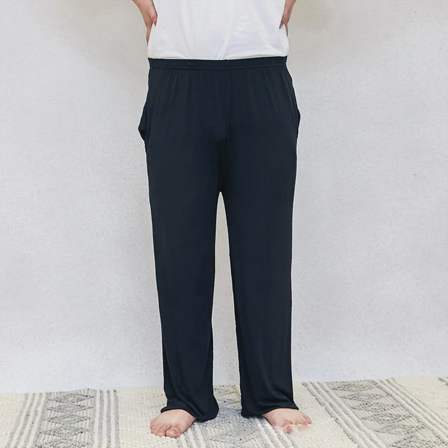 Mens Pajama Pants Plus Size Pajama Bottoms Lightweight Loose Fit Lounge Pants Modal PJ Sleepwear with Pockets