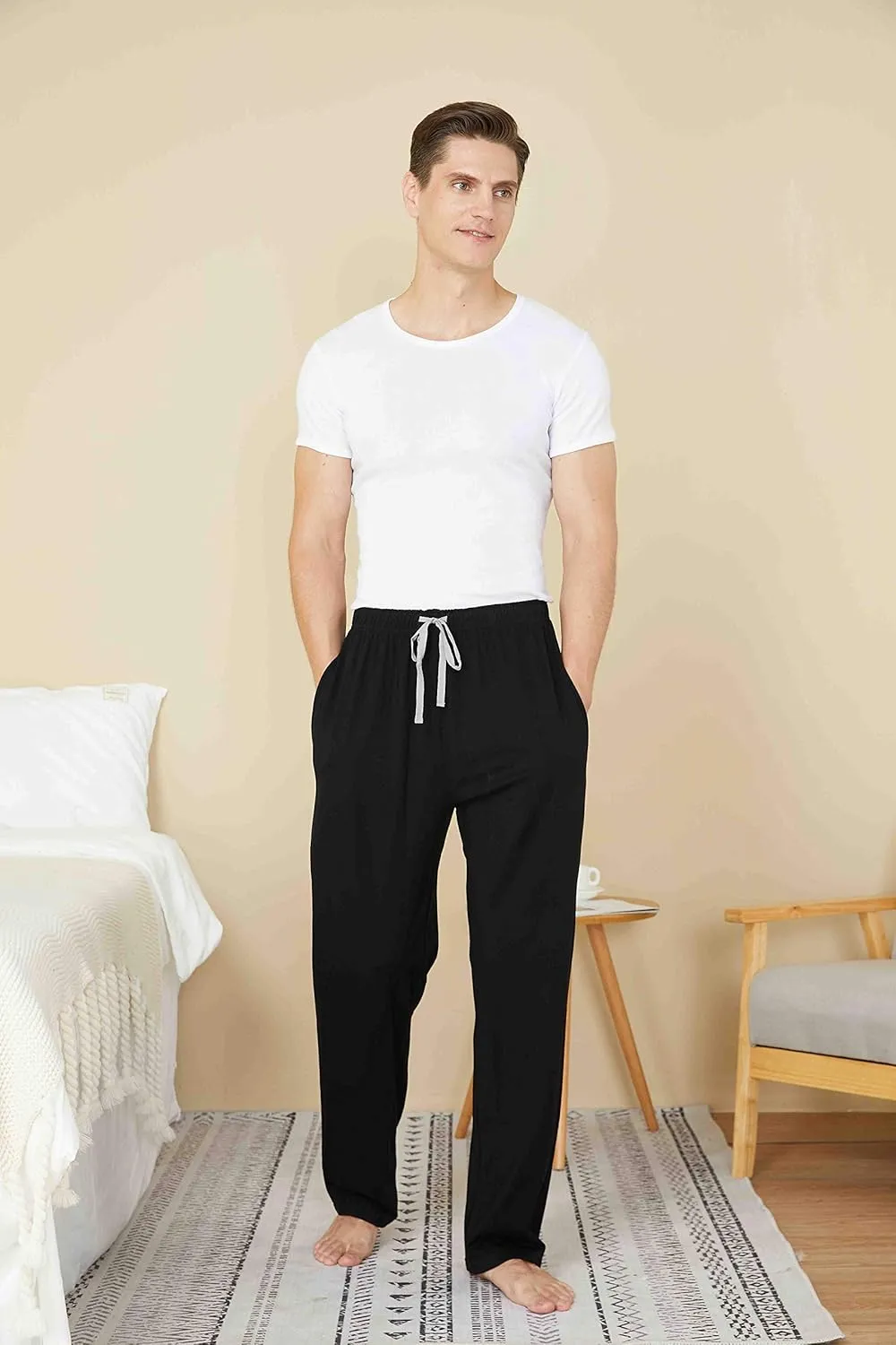 Mens Pajama Pants, Soft Cotton Sleep Lounge Pants