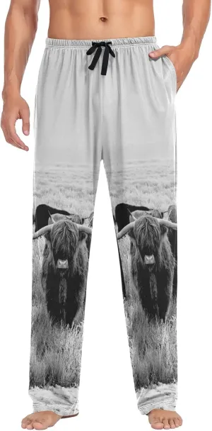 Men's Pajama Pants Straight Trouser Sleep Lounge Pants Sleepwear with Pockets