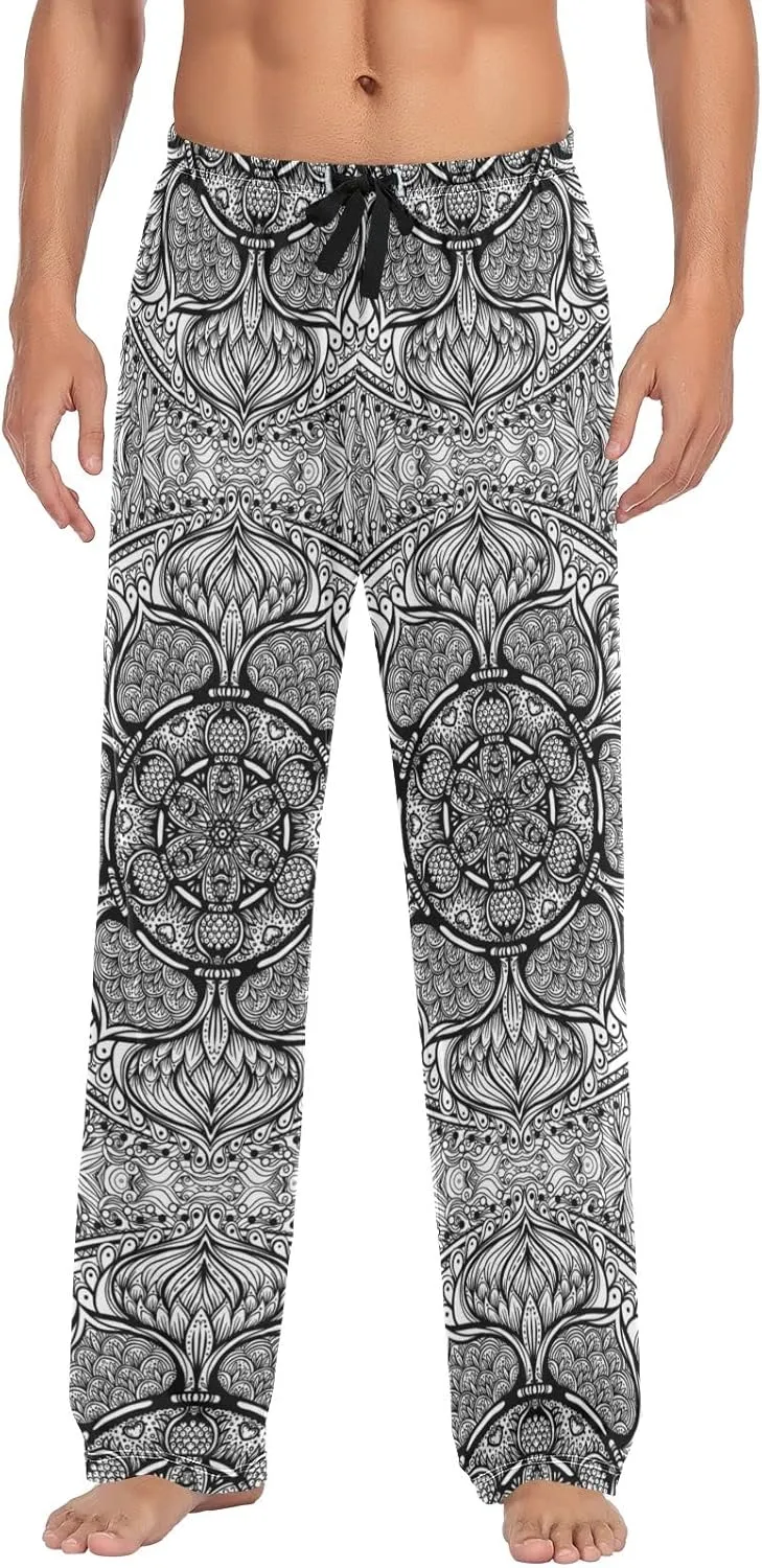 Men's Pajama Pants Straight Trouser Sleep Lounge Pants Sleepwear with Pockets