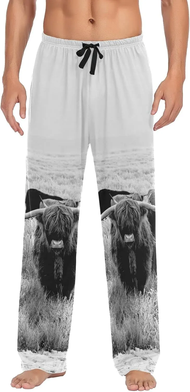 Men's Pajama Pants Straight Trouser Sleep Lounge Pants Sleepwear with Pockets