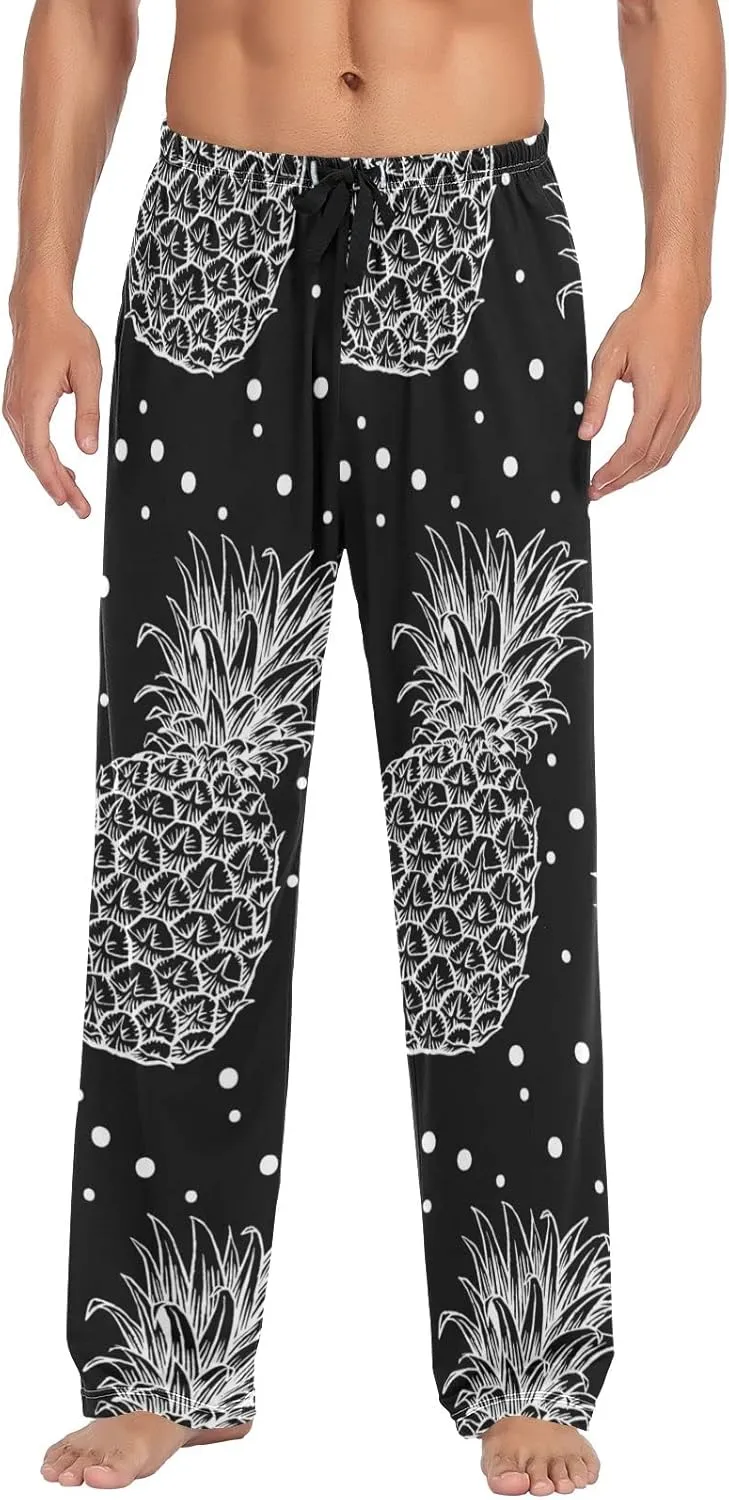 Men's Pajama Pants Straight Trouser Sleep Lounge Pants Sleepwear with Pockets