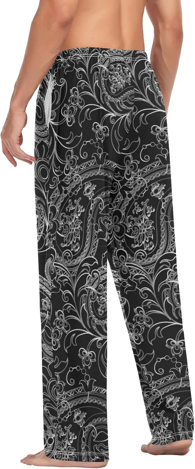 Men's Pajama Pants Straight Trouser Sleep Lounge Pants Sleepwear with Pockets