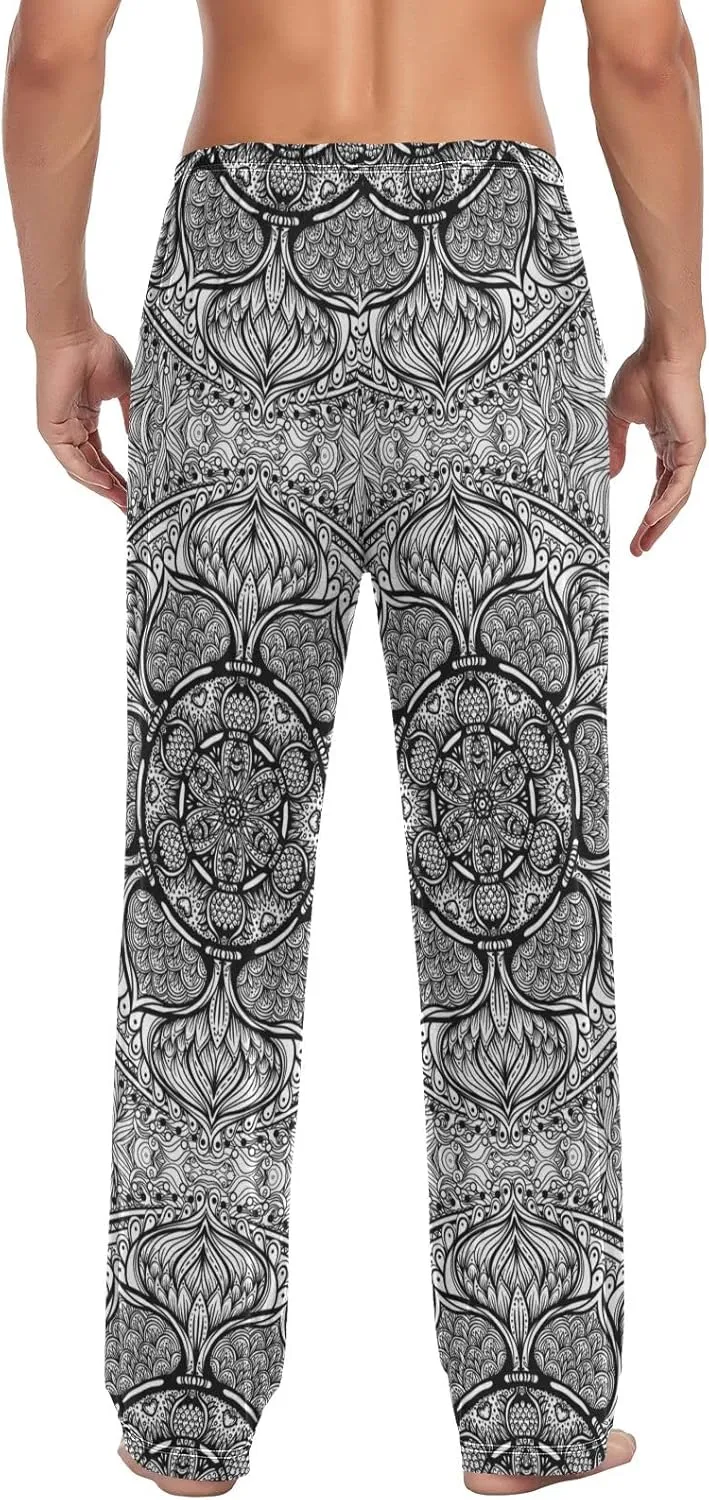 Men's Pajama Pants Straight Trouser Sleep Lounge Pants Sleepwear with Pockets