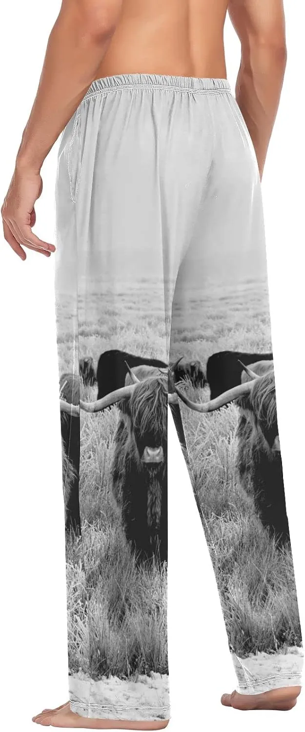 Men's Pajama Pants Straight Trouser Sleep Lounge Pants Sleepwear with Pockets