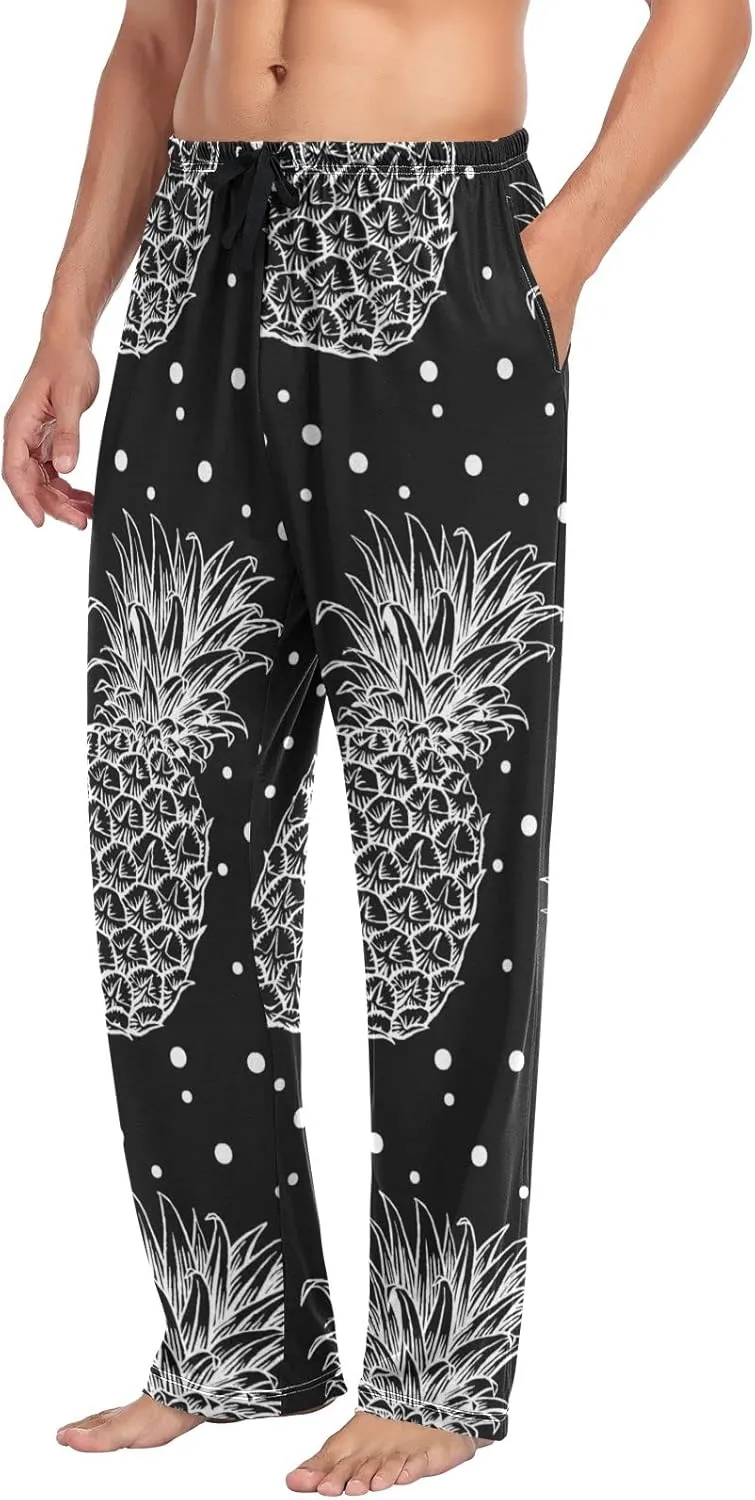 Men's Pajama Pants Straight Trouser Sleep Lounge Pants Sleepwear with Pockets
