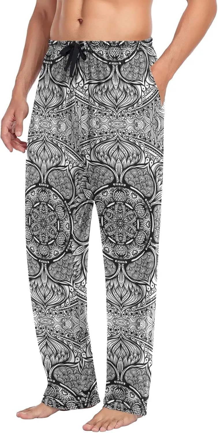 Men's Pajama Pants Straight Trouser Sleep Lounge Pants Sleepwear with Pockets