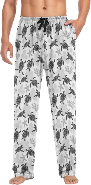Men's Pajama Pants Straight Trouser Sleep Lounge Pants Sleepwear with Pockets