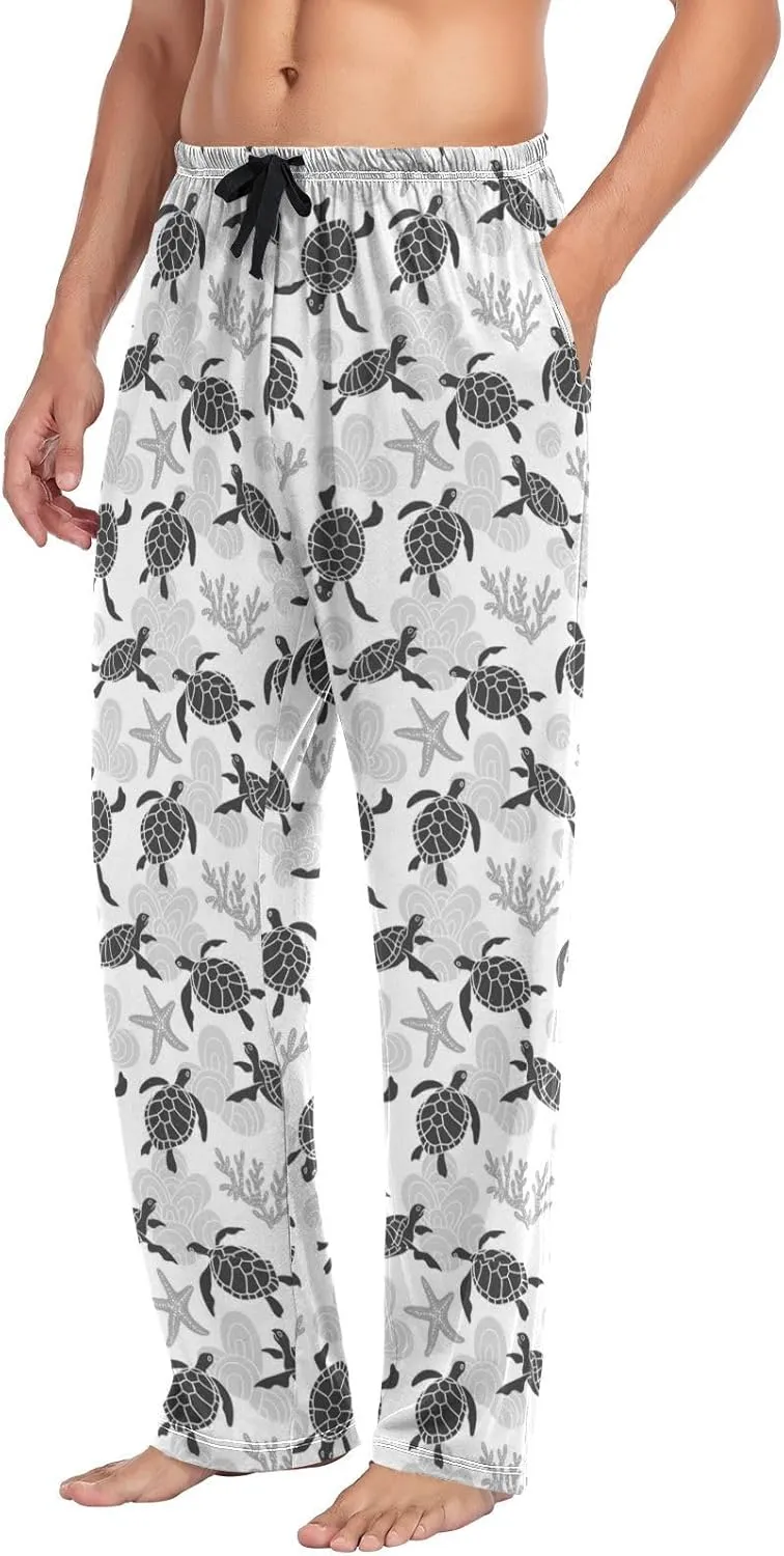 Men's Pajama Pants Straight Trouser Sleep Lounge Pants Sleepwear with Pockets