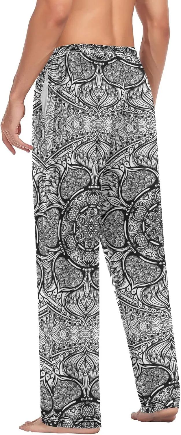 Men's Pajama Pants Straight Trouser Sleep Lounge Pants Sleepwear with Pockets