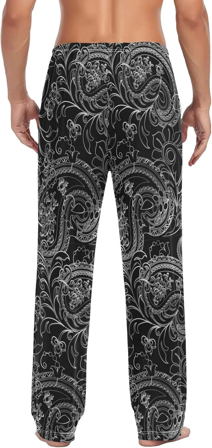 Men's Pajama Pants Straight Trouser Sleep Lounge Pants Sleepwear with Pockets