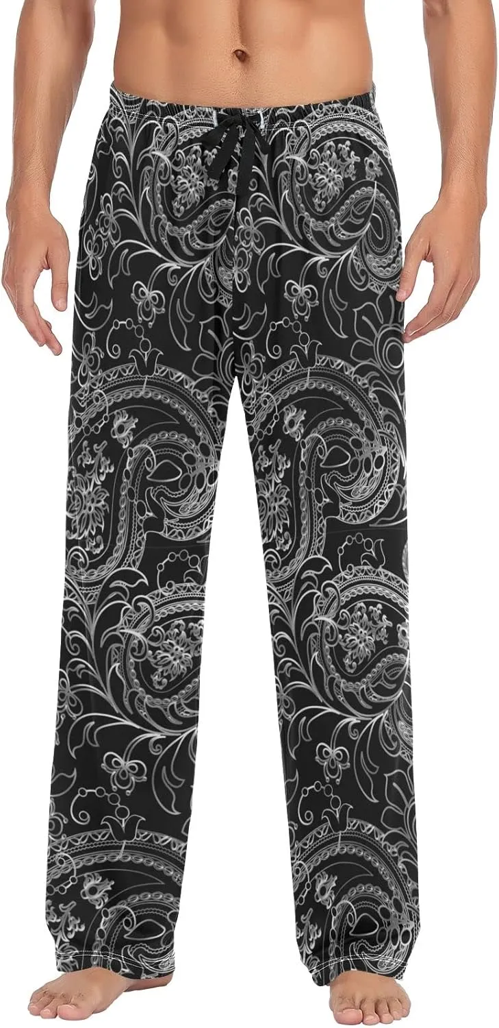 Men's Pajama Pants Straight Trouser Sleep Lounge Pants Sleepwear with Pockets