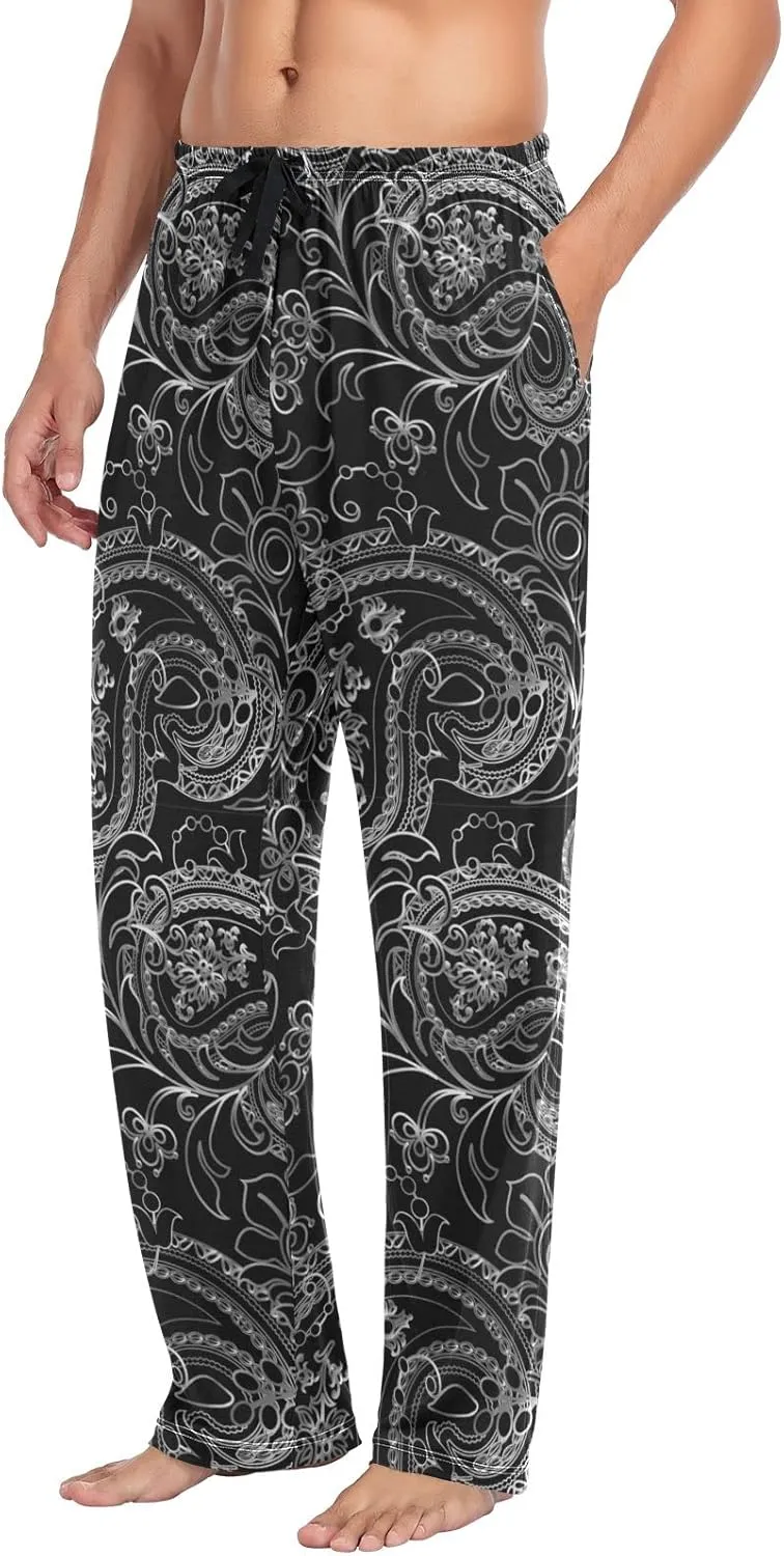 Men's Pajama Pants Straight Trouser Sleep Lounge Pants Sleepwear with Pockets