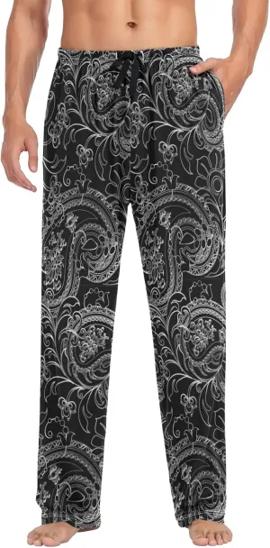 Men's Pajama Pants Straight Trouser Sleep Lounge Pants Sleepwear with Pockets