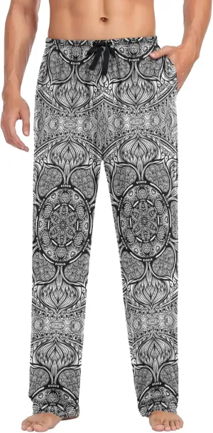 Men's Pajama Pants Straight Trouser Sleep Lounge Pants Sleepwear with Pockets