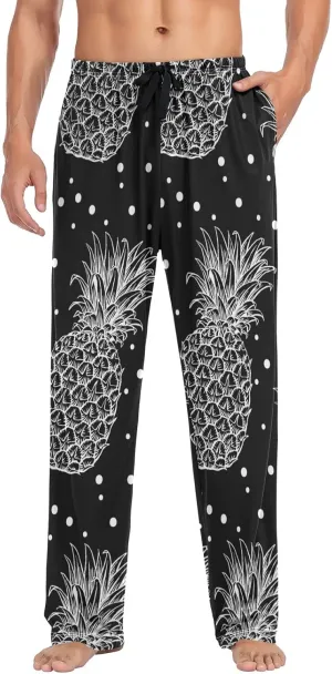 Men's Pajama Pants Straight Trouser Sleep Lounge Pants Sleepwear with Pockets