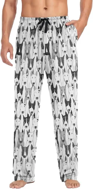 Men's Pajama Pants Straight Trouser Sleep Lounge Pants Sleepwear with Pockets