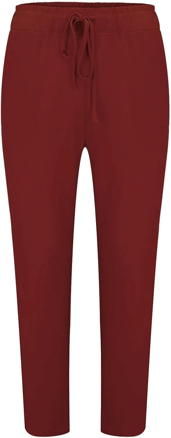 Men's Summer Beach Linen Pants Lightweight Casual Pants Elastic Waist Drawstring Trousers Outdoor Vacation Slacks