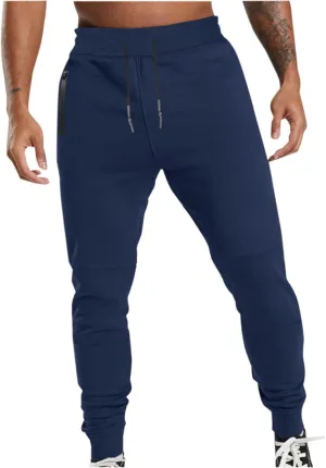 Mens Sweatpants Joggers Lightweight Elastic Waist Drawstring Athletic Gym Workout Hiking Trouser Casual Tapered Pants