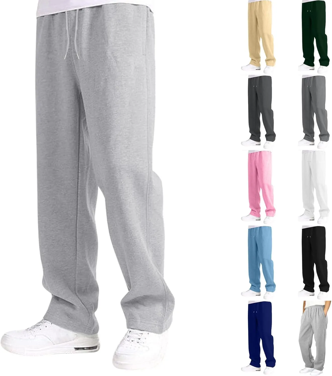 Mens Sweatpants with Pockets Mens Workout Jogger Drawsting Elastic aist Sweatpants Lightweight Solid Color Running Pants