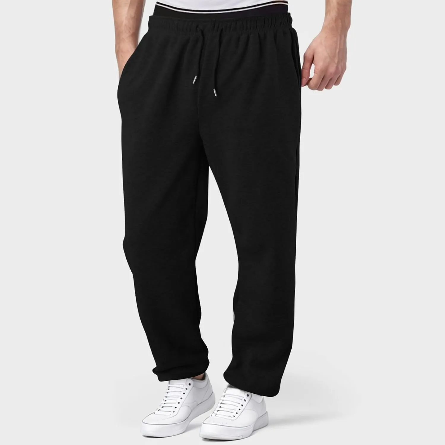 Mens Sweatpants with Pockets Mens Workout Jogger Drawsting Elastic aist Sweatpants Lightweight Solid Color Running Pants