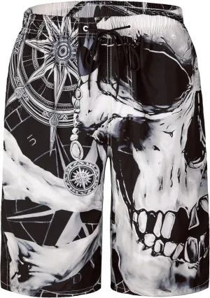 Mens Swim Trunks Quick Dry Board Shorts with Mesh Lining, Breathable Fit Print Beach Shorts Swimwear Bathing Suits