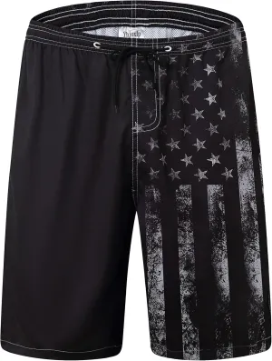 Mens Swim Trunks Quick Dry Board Shorts with Mesh Lining, Breathable Fit Print Beach Shorts Swimwear Bathing Suits