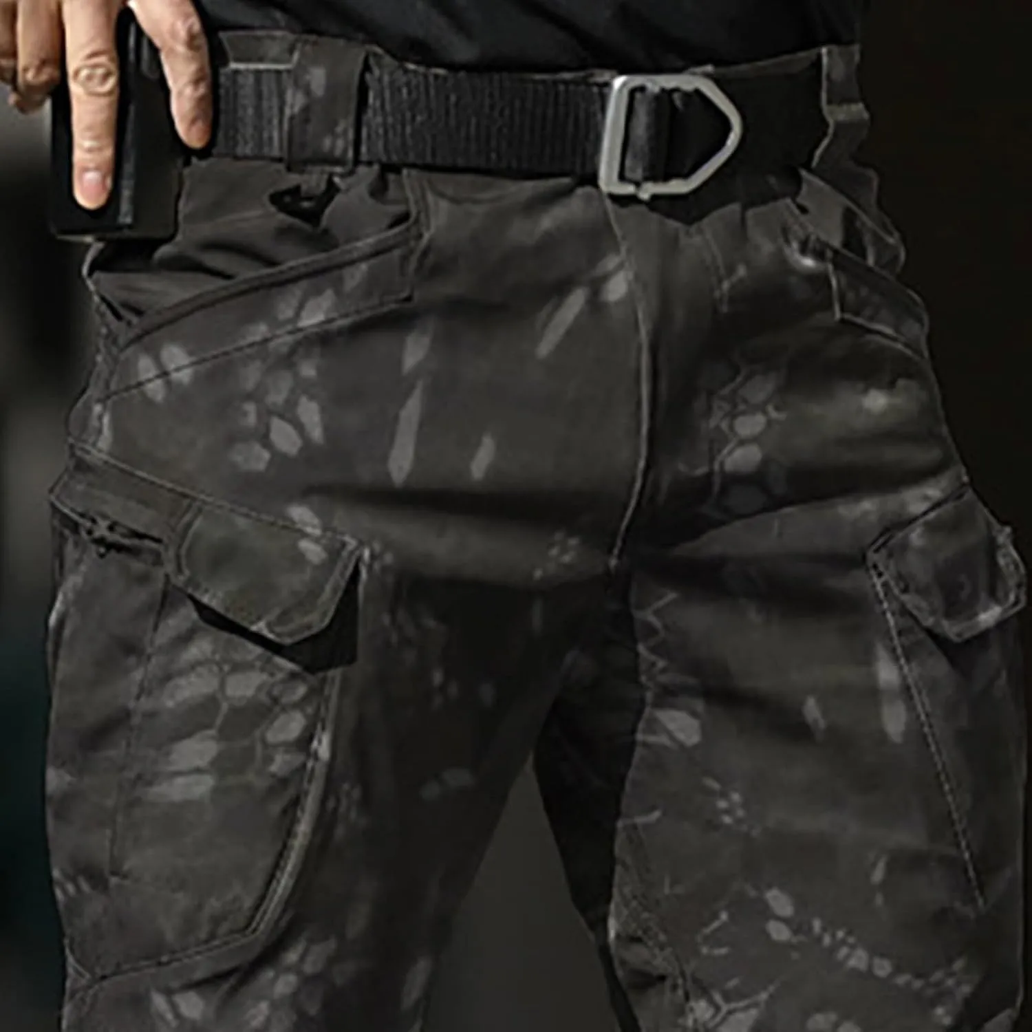 Men's Tapered Hiking Cargo Pants Lightweight Water-Resistant Flex Ripstop Trousers Outdoor Casual Jogger Camo Lounge Pants