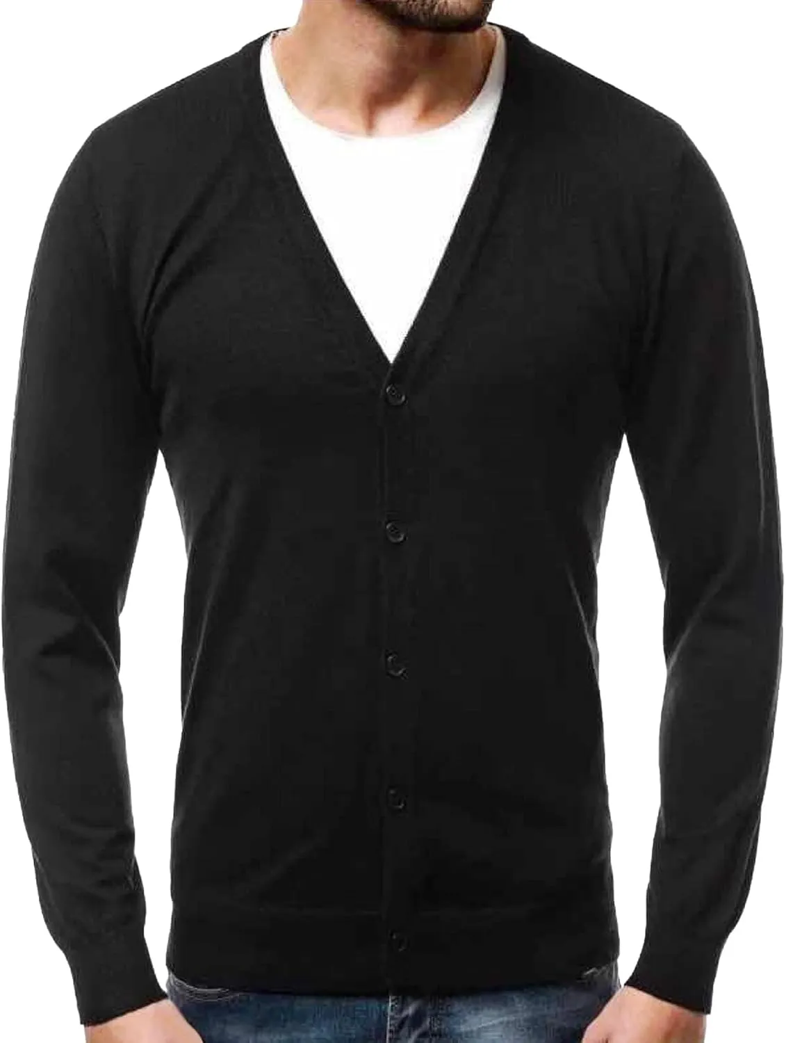 Men's V Neck Casual Lightweight Cardigan Soft Long Sleeve Sweaters Pocket Button Down Knitted Open Sweater
