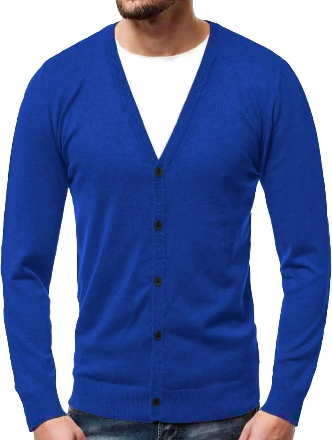Men's V Neck Casual Lightweight Cardigan Soft Long Sleeve Sweaters Pocket Button Down Knitted Open Sweater