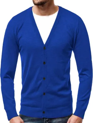 Men's V Neck Casual Lightweight Cardigan Soft Long Sleeve Sweaters Pocket Button Down Knitted Open Sweater
