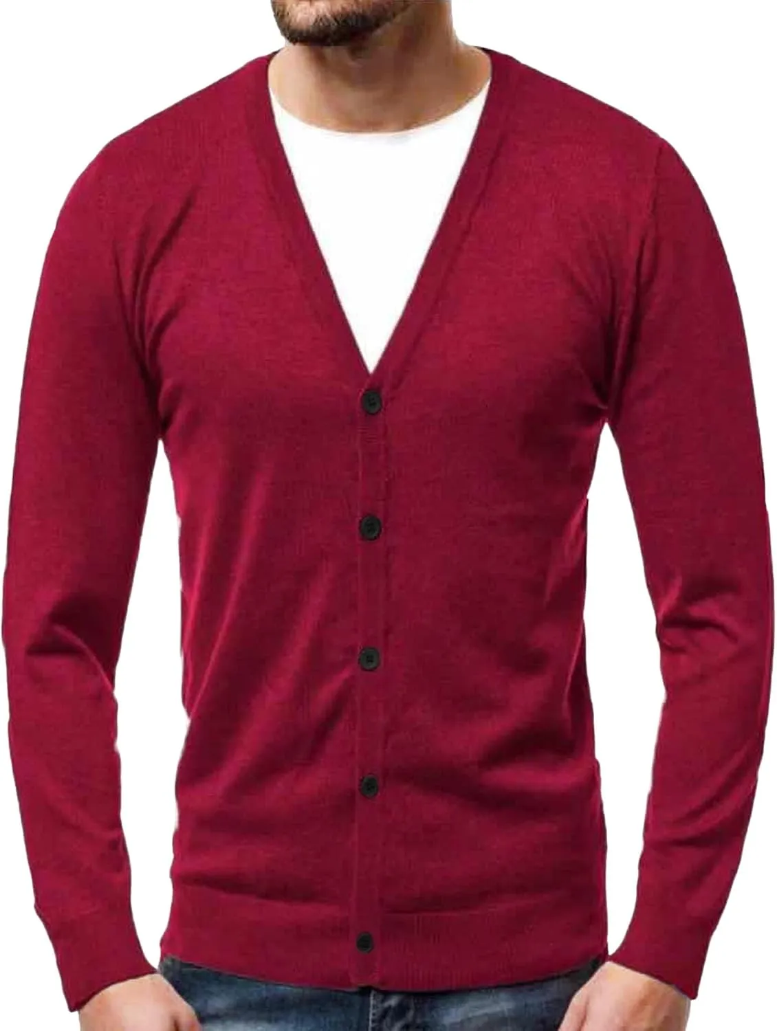 Men's V Neck Casual Lightweight Cardigan Soft Long Sleeve Sweaters Pocket Button Down Knitted Open Sweater