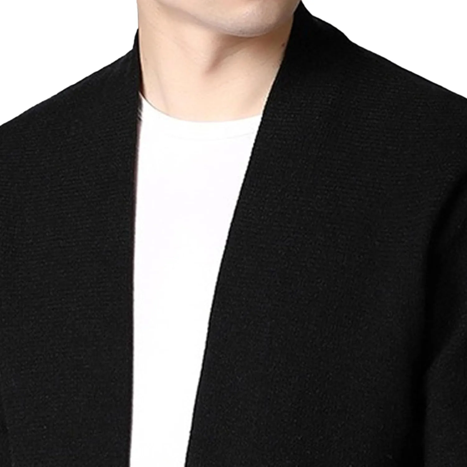 Men's V Neck Rib Knit Open Sweater Lightweight Button Down Knitted Cardigan Solid Slim Fit Knitwear Outerwear