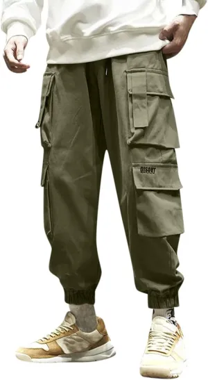 Mens Workout Cargo Sweatpants Straight-Fit Mens Cargo Pants Wild Outdoor Lightweight Mens Work Pants with Multipocket