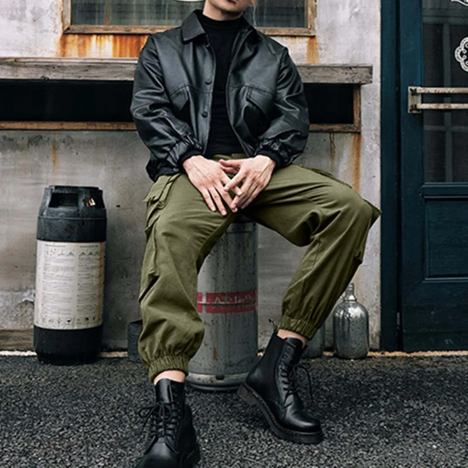 Mens Workout Cargo Sweatpants Straight-Fit Mens Cargo Pants Wild Outdoor Lightweight Mens Work Pants with Multipocket