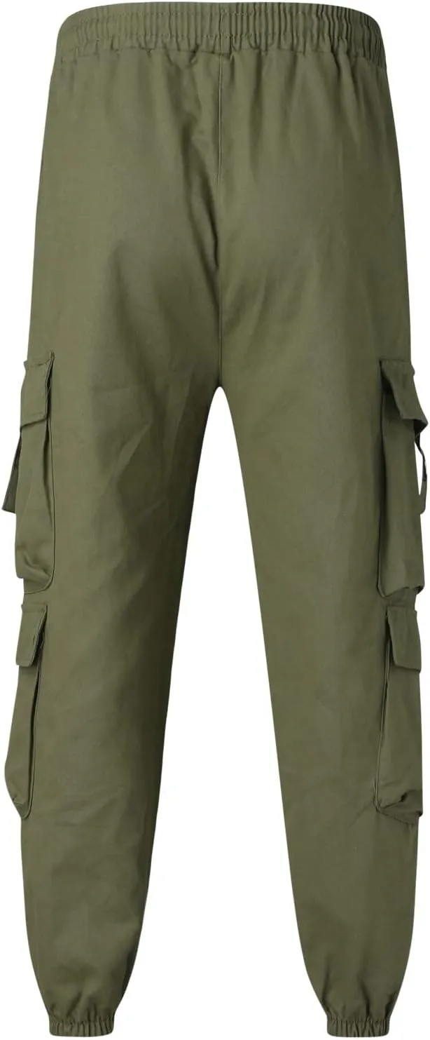 Mens Workout Cargo Sweatpants Straight-Fit Mens Cargo Pants Wild Outdoor Lightweight Mens Work Pants with Multipocket
