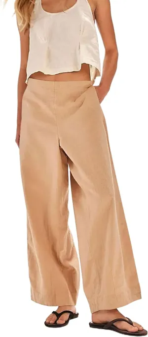 MISSACTIVER Women’s Cotton Linen Wide Leg Trousers Summer Elastic Waist Palazzo Pants Casual Lounge Pants with Pockets