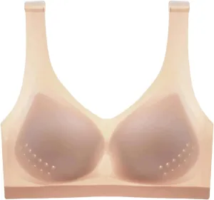 Mmoneyake Bras for Women Comfort Seamless Ice Silk Gathering Bras Anti-Sagging Breasts Bra Wireless Everyday Bras Underwear