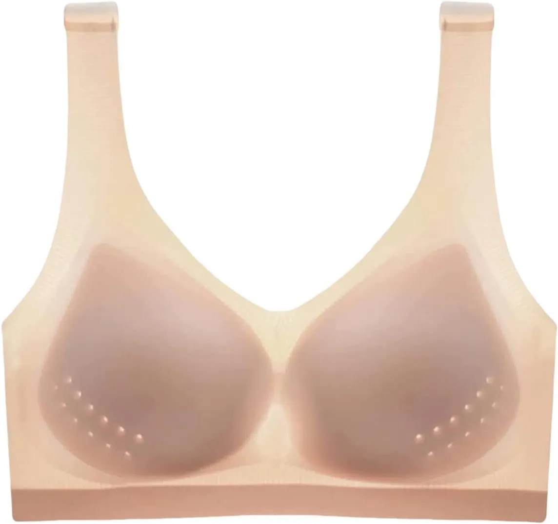 Mmoneyake Bras for Women Comfort Seamless Ice Silk Gathering Bras Anti-Sagging Breasts Bra Wireless Everyday Bras Underwear