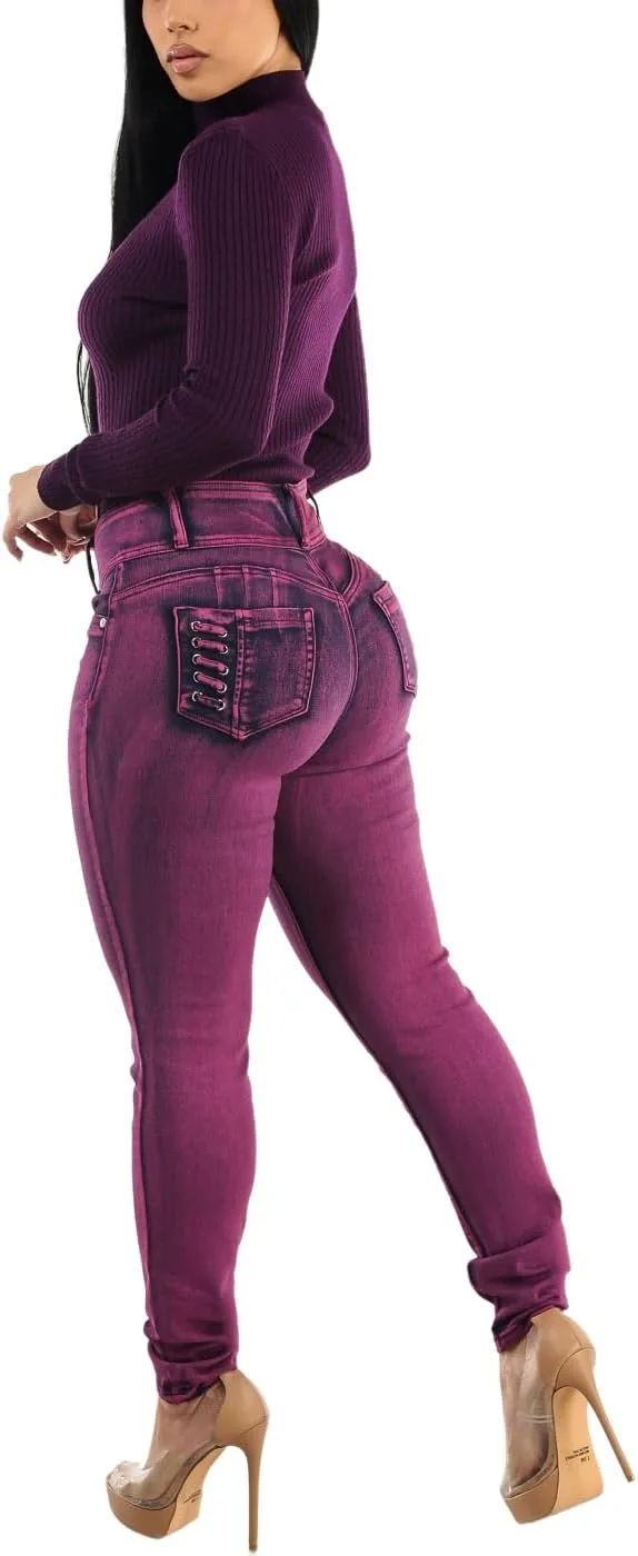 Moda Xpress High Waisted Butt Lifting Jeans for Women - Colombian Skinny Jeans Levanta Cola