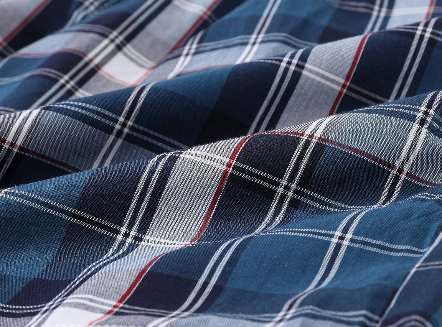 MoFiz Mens Cotton Pajama Pants Lightweight Lounge Sleep Plaid Bottoms with Pockets Drawstring