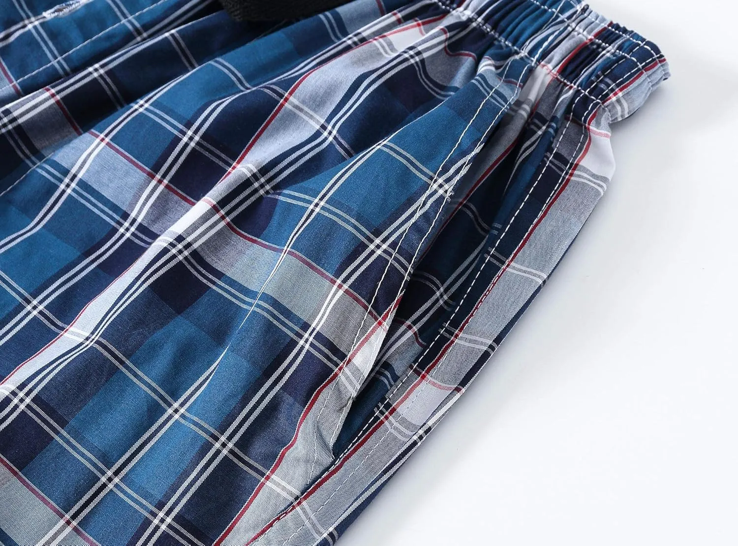 MoFiz Mens Cotton Pajama Pants Lightweight Lounge Sleep Plaid Bottoms with Pockets Drawstring