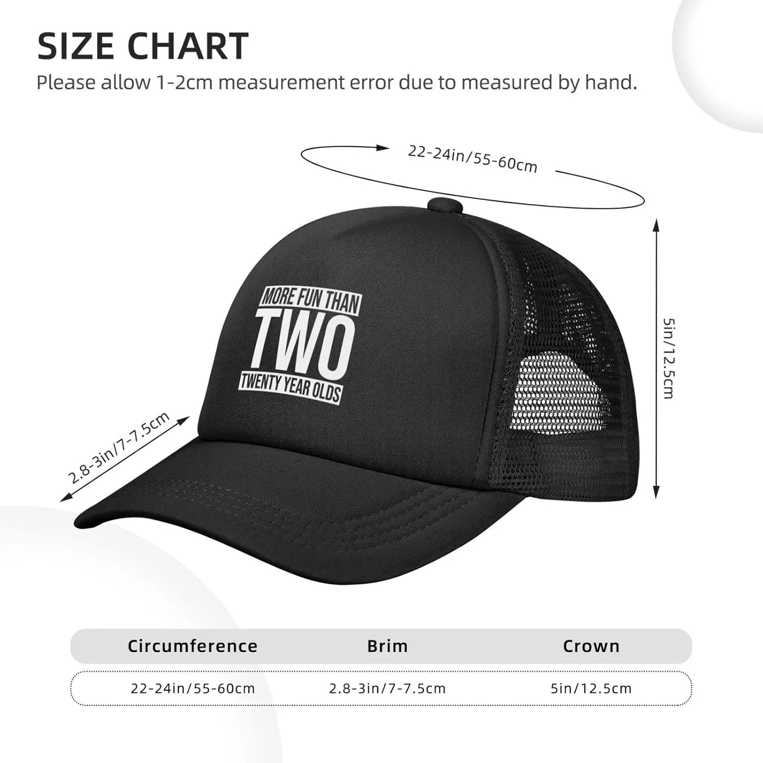 More Fun Than Two Twenty Year Olds Hats Classic Mesh Dad Hat for Men Women Adjustable Black Baseball Cap